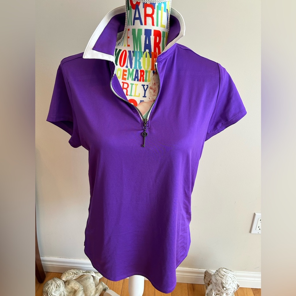 NWOT Purple Women's Athletic Shirt by Belyn Key. Size small.